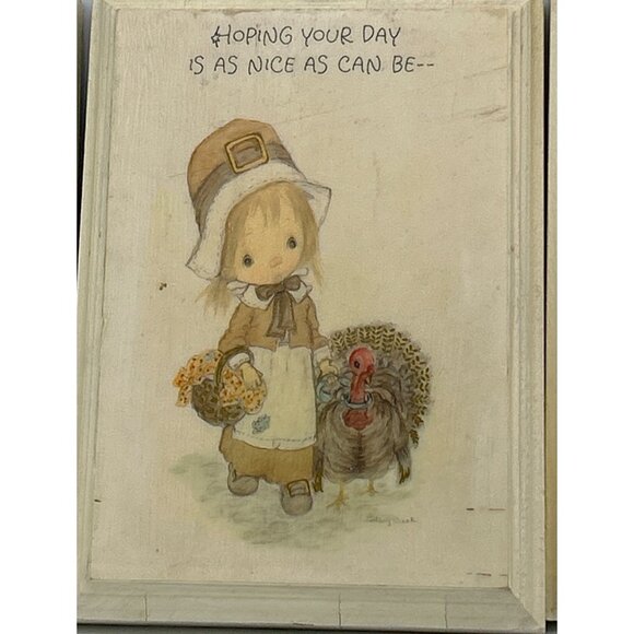 Hallmark Betsy Clark Wooden Plaques 1970s Set 4 Friendship Holiday Grannycore - Picture 4 of 5